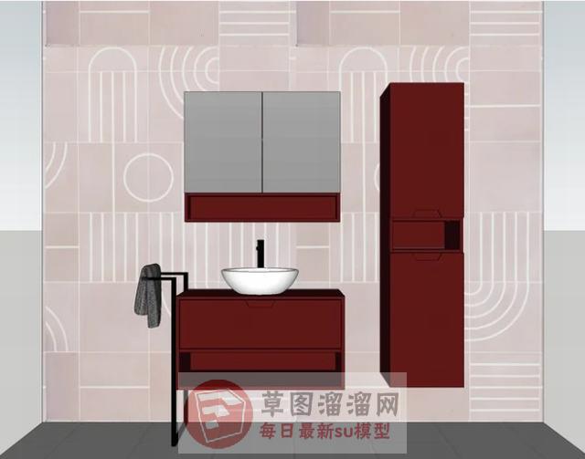 浴室柜洗手池洗漱台SU模型