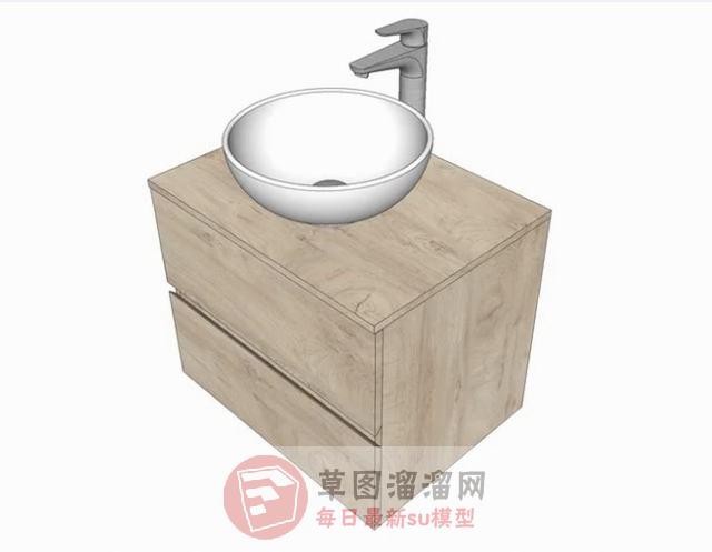 浴室柜洗手池洗漱台SU模型