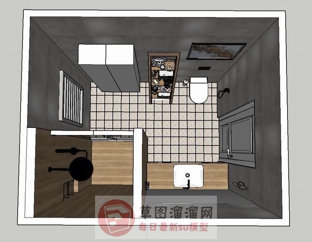 浴室淋浴间浴室柜SU模型