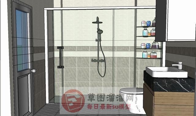 洗澡房卫生间浴室SU模型