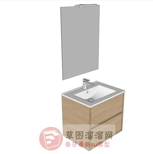 浴室柜洗手池浴室镜SU模型