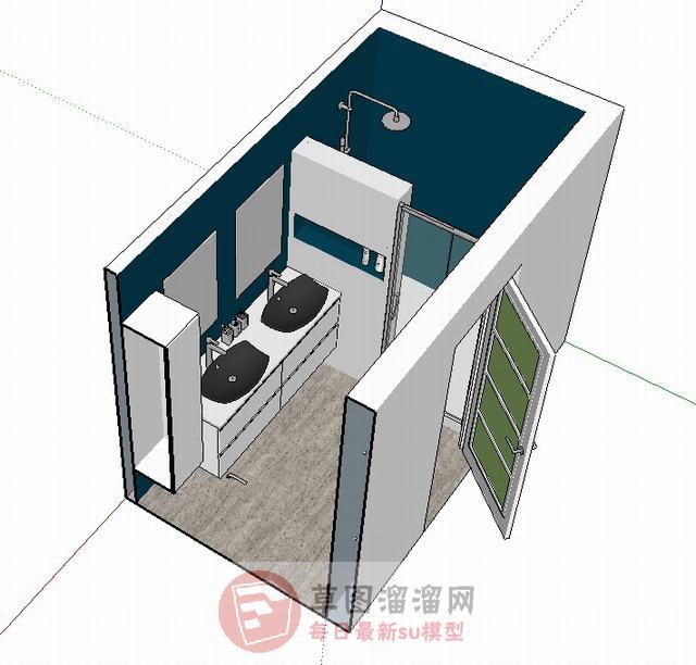 浴室柜洗手池花洒SU模型