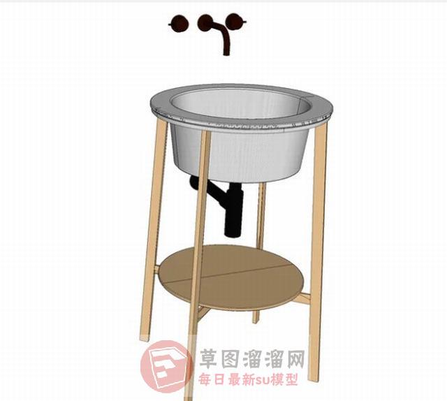 洗手池洗手盆洗漱池SU模型