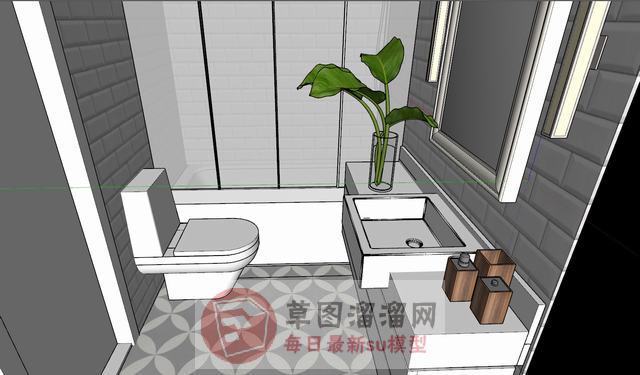 浴室柜马桶洗手池SU模型