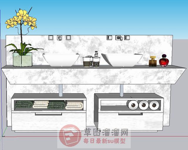 洗手池浴室柜洗漱台SU模型