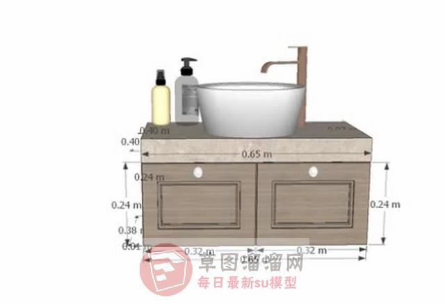 浴室柜洗漱台洗手池SU模型