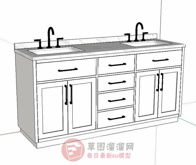浴室柜洗手池洗漱台SU模型