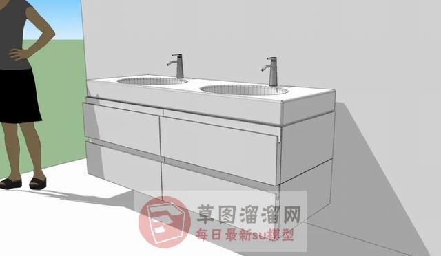 浴室柜洗手池SU模型