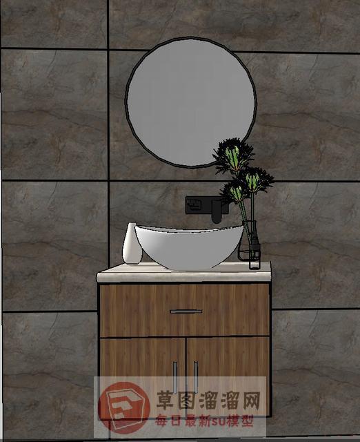 浴室柜洗漱台洗手池SU模型