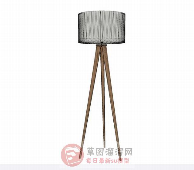 木质落地灯灯具SU模型
