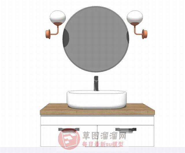 浴室柜浴室镜洗漱台SU模型