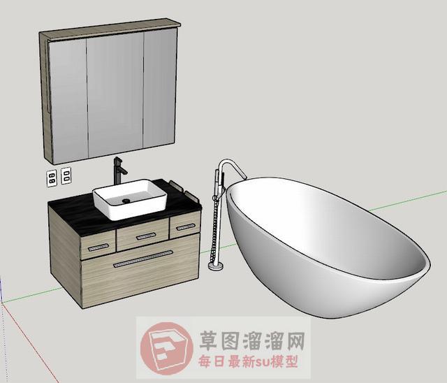 浴室柜浴缸SU模型
