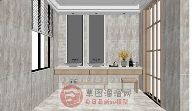 日式浴室柜家具SU模型