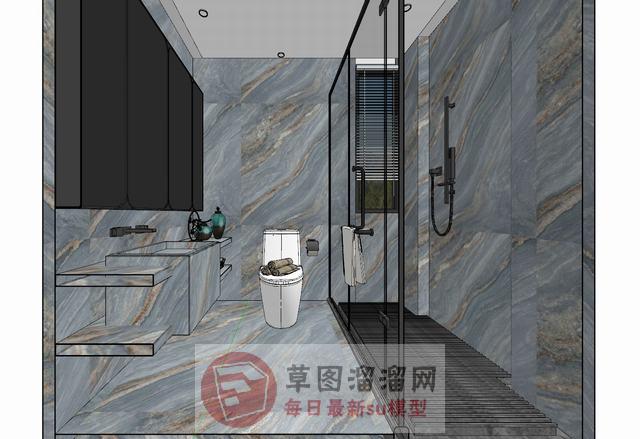 浴室淋浴间浴室柜SU模型
