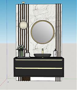 浴室柜洗漱台洗手池SU模型 免费sketchup模型下载