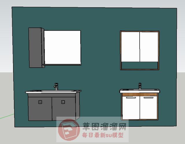 浴室柜洗手池SU模型