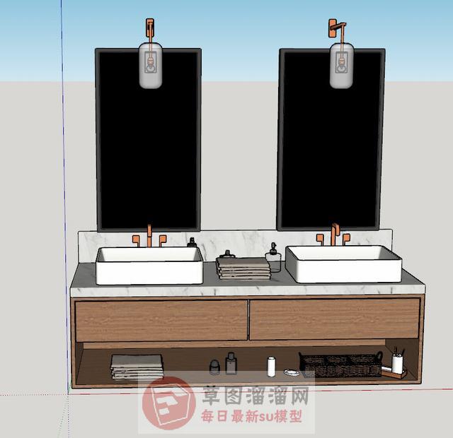 浴室柜洗手池洗漱台SU模型