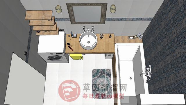 浴室卫生间浴室柜SU模型