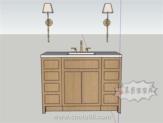 浴室柜洗漱台SU模型