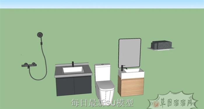 浴室柜花洒马桶SU模型