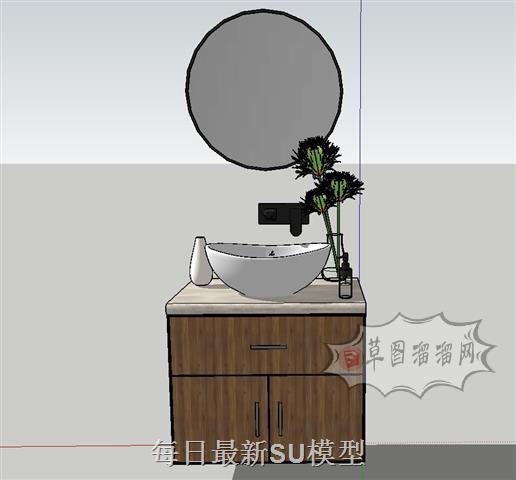 浴室柜洗漱台洗手池SU模型