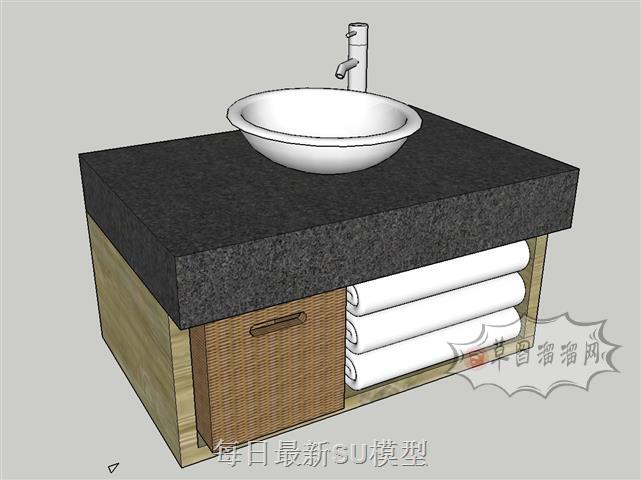 浴室柜洗手池洗漱台SU模型