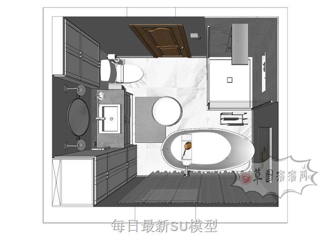 浴室卫生间浴室柜SU模型