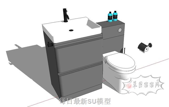 浴卫浴室柜马桶SU模型