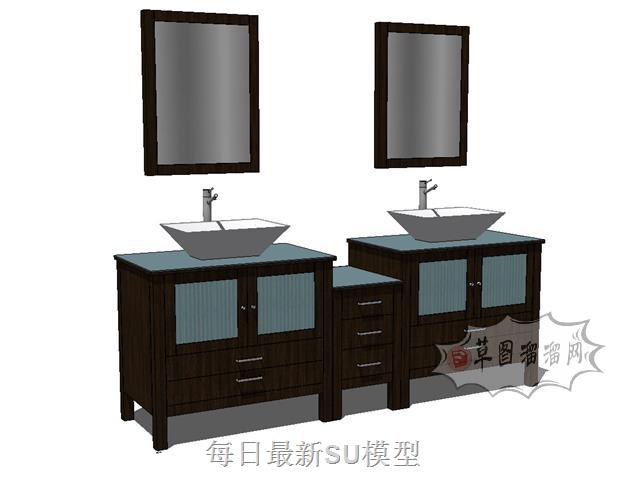 洗手池洗漱台浴室柜SU模型