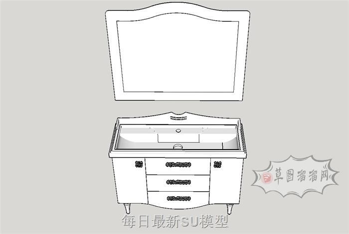 浴室柜洗手池洗漱台SU模型