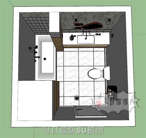 浴卫浴室柜浴缸SU模型