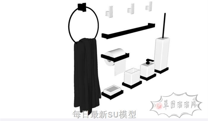 浴室毛巾架洁具SU模型