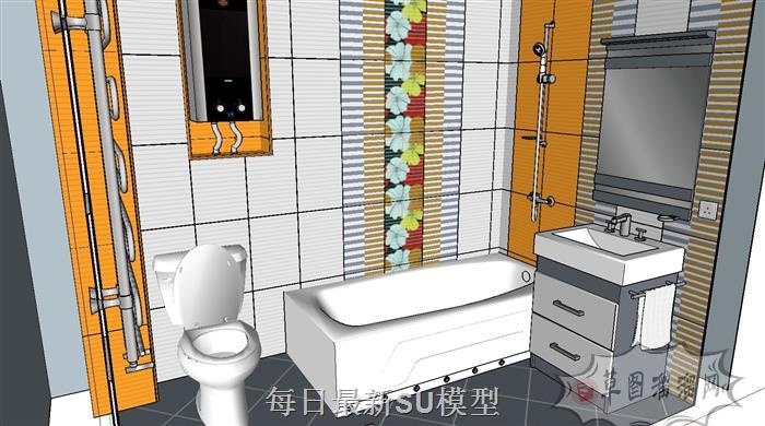 浴缸卫生间浴室柜SU模型