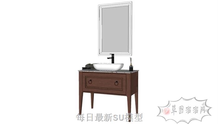 简约浴室柜浴室镜SU模型