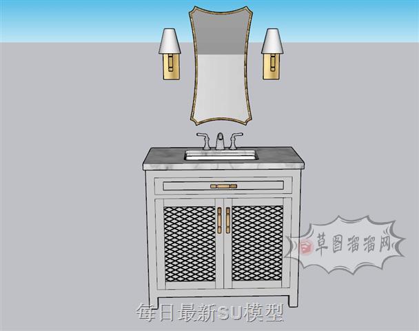 浴室柜洗手池洗漱台SU模型