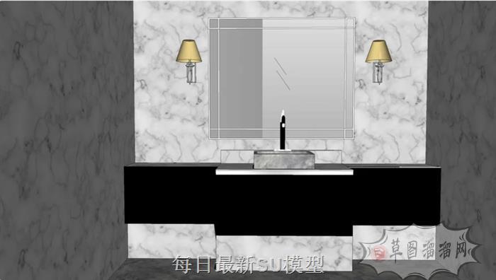 浴室柜洗手池洗漱台SU模型