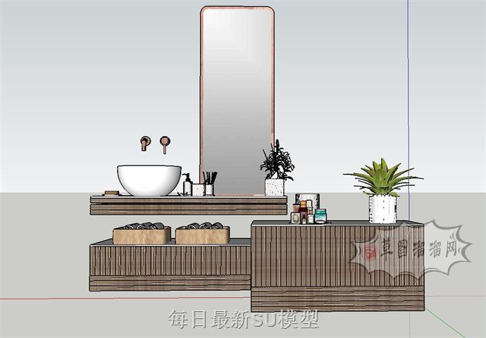 浴室柜洗手池洗漱台SU模型