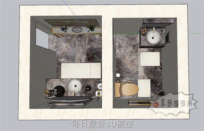 浴室间浴室柜浴卫SU模型