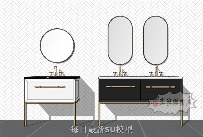 浴室柜洗漱台SU模型