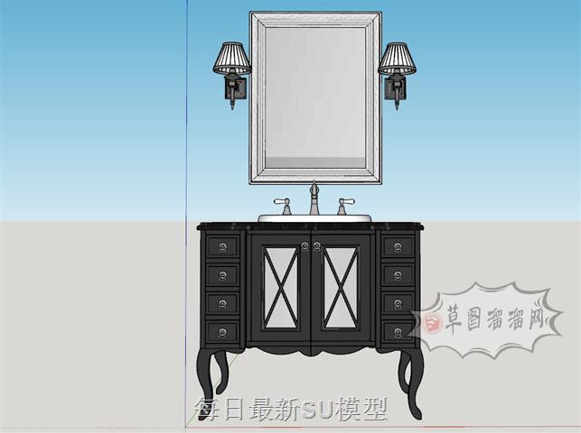 浴室柜洗漱台洗手池SU模型