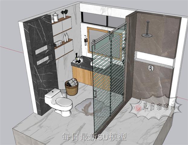 浴室卫生间洗澡SU模型