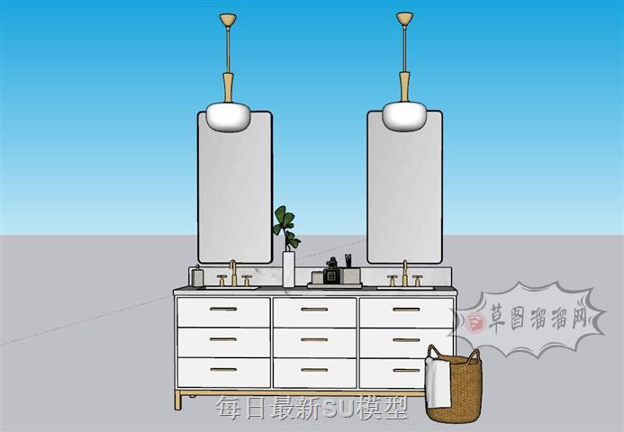 浴室柜洗手池洗漱台SU模型