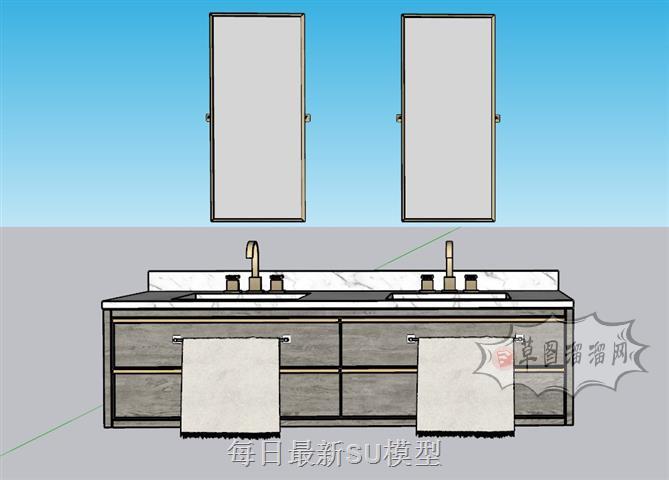 浴室柜洗手池SU模型