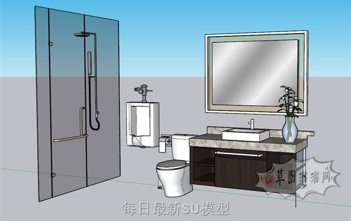 浴室柜浴卫玻璃SU模型