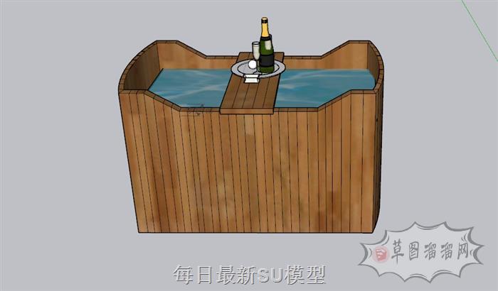 木桶浴缸洗澡盆SU模型