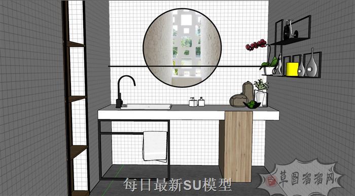浴室柜浴室镜工艺品SU模型