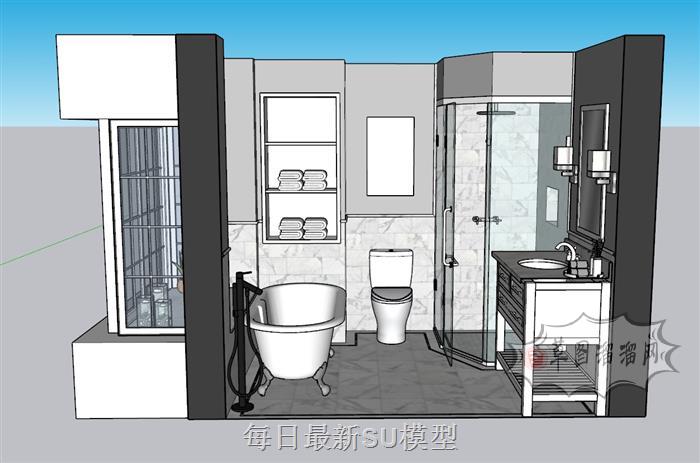 浴卫浴室间淋浴SU模型