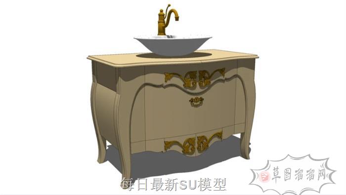 浴室柜洗手池洗漱台SU模型
