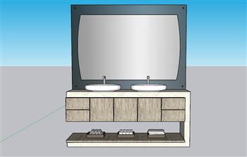 浴室柜洗手池洗漱台SU模型 免费sketchup模型下载