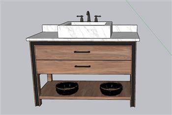 洗漱台浴室柜洗手池SU模型 免费sketchup模型下载